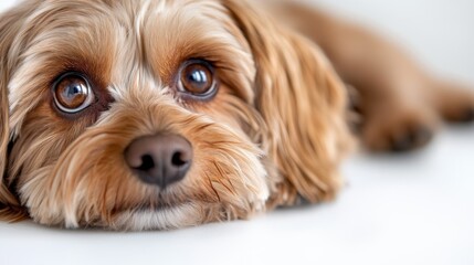 Charming maltipoo with soulful eyes captures hearts in cozy setting