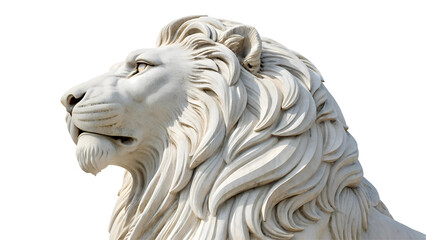 Obraz premium Majestic Marble Lion: A Sculpture of Timeless Elegance PNG file download