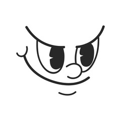Cute retro cartoon character face drawing element