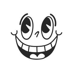 Cute retro cartoon character face drawing element