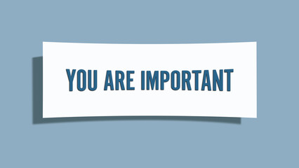 You are Important. A card isolated on blue background.