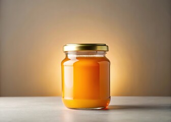 Blank honey label mockup, simple jar, photorealistic.