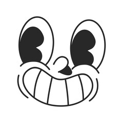 Cute retro cartoon character face drawing element