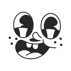 Cute retro cartoon character face drawing element