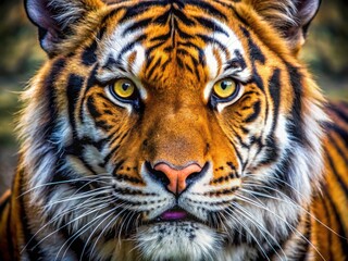 Naklejka premium Macro Tiger Face Photography: Close Up Eyes Open Closed Wildlife Animal Portrait