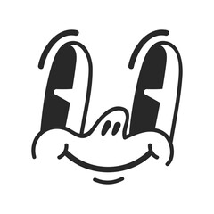 Cute retro cartoon character face drawing element