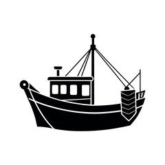 Detailed Fishing Boat Silhouette Artwork