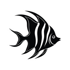 Flame Angelfish Silhouette Vector Art and Black Color Flame Angelfish Design