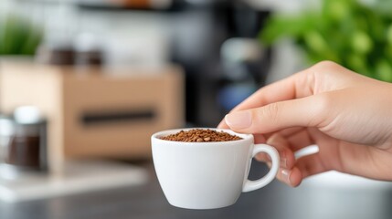 Expert coffee taster evaluates quality in a cupping session