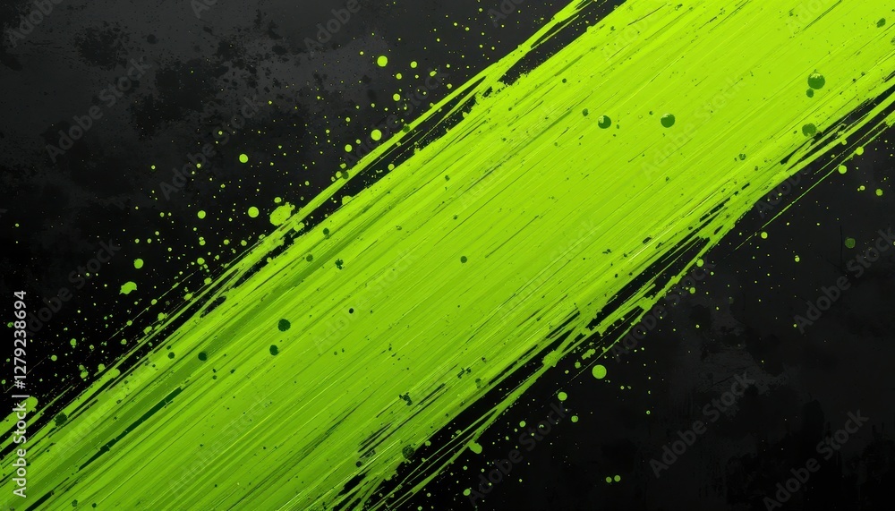 Poster bright green abstract texture with splashes on dark background