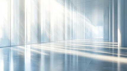 Sunlit Modern Hallway With Large Windows and Gleaming Floor