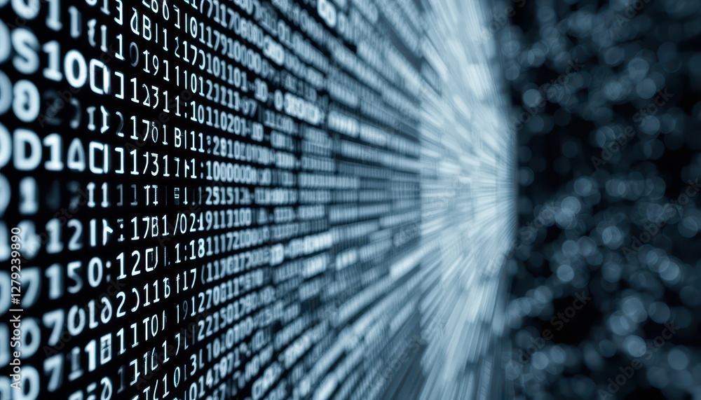 Poster abstract digital background with binary code and glowing effect