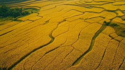 Golden Paddy Fields Scenic High Definition Nature Splendor