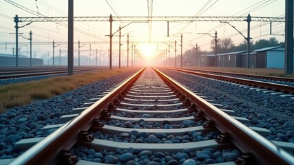 Fototapeta premium High-Speed Rail Track Aerial View - Stunning ICE Train