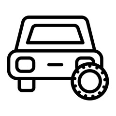 Changing Tyre Vector Line Icon Design
