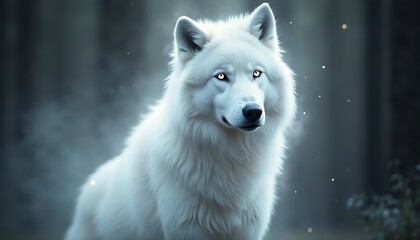 Obraz premium Majestic Arctic Wolf in Mystical Forest