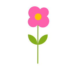 Pink flower cute icon. Spring flower plant. PNG transparent illustration.