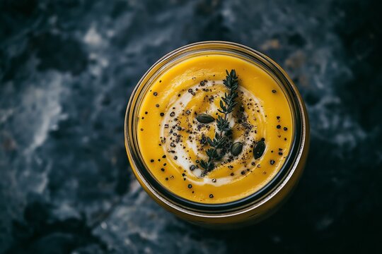 A vibrant glass jar with chicken and vegetable salad is perfect for jar breakfasts. Enjoy a healthy, colorful meal prepared conveniently in a jar.