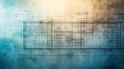 Fototapeta premium Architectural blueprint showcasing detailed design for a modern structure in daylight
