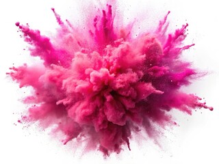 Pink Powder Explosion, Colorful Dust Cloud, Isolated White Background, Photography, Splash, Burst