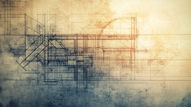 Artistic blueprint sketch illustrating architectural design concepts and techniques