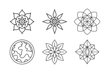 set of abstract floral elements