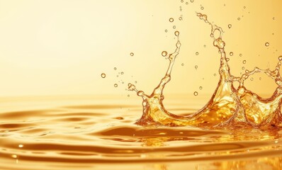 Golden water splash in serene harmony