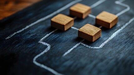 Minimalist Business Strategy Plan on Chalkboard,Creative Conceptual Diagram Sketch