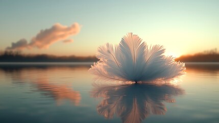Floating feather creating a moment of stillness in a quiet sky