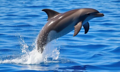 Dolphin leaping through ocean waves