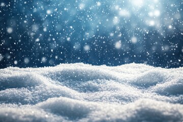 Snowfall creating a serene winter landscape with sparkling flakes and soft white drifts