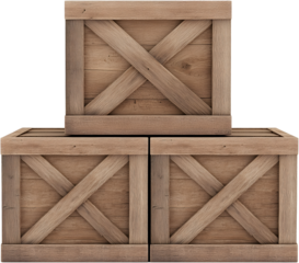 three wooden box on a white background