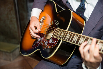 Fototapeta premium musician playing guitar