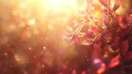 Obraz premium Autumnal Radiance: A Sunlit Symphony of Crimson Blooms