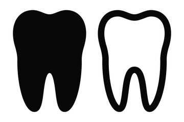 Tooth Icon Silhouette and Color Vector Illustration for Dental and Healthcare Design.