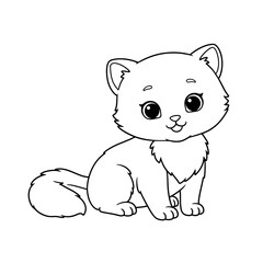 Fototapeta premium Cute cartoon kitten coloring page illustration, coloring page for kids