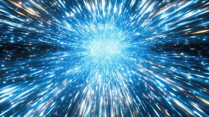 Obraz premium Abstract blue light burst, glowing streaks, star-like effect.