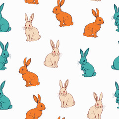Seamless vector pattern with cute, rabbits background. Perfect for textile, wallpaper or print design.