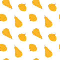 Simple pumpkin seamless pattern with pumpkin gourd. Fall and autumn season vector seamless pattern. Perfect for textile, fabric, background, packaging, wrapping paper and so on