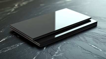Sleek Black Business Cards Mockup on Dark Marble Surface