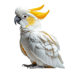 Cockatoo with Yellow Crest and White Feathers Isolated on Transparent Background.PNG
