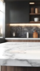 Close up of marble countertop in modern kitchen design