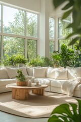 Bright and Airy Living Room With Large Windows and Natural Light Pouring in During a Sunny Day