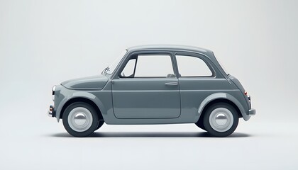 Fototapeta premium Gray vintage style car on a white background
