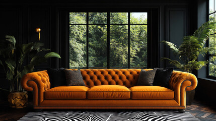 Animal print wallpaper with zebra stripes in bold black and gold for a luxurious feel