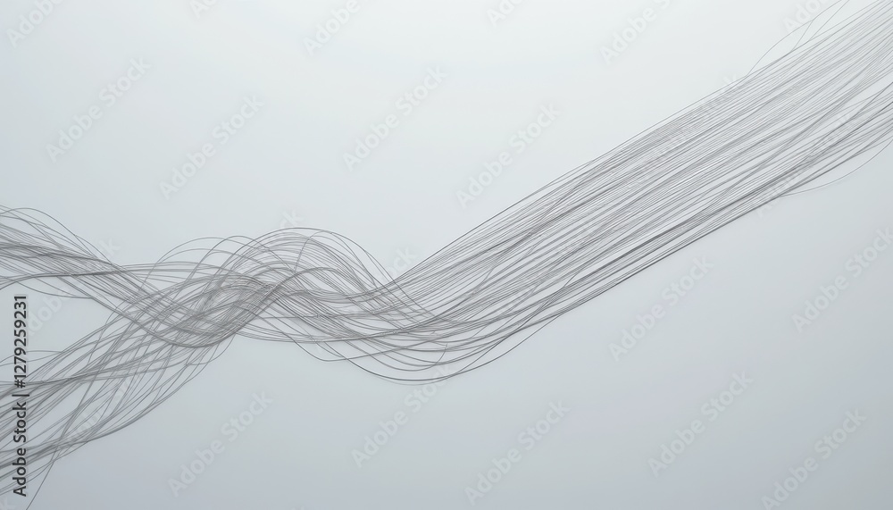 Poster graceful abstract lines on soft background in subtle monochrome style