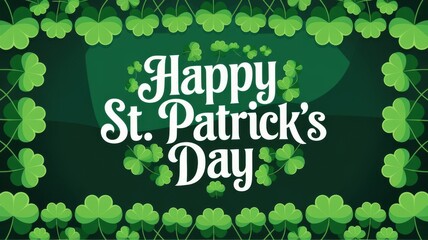 Happy Patrick's Day greetings card design typography wishing, for blogs message invitation, clover leaf, lucky hat green vector illustration design