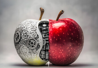 Mechanical Apple Half Natural, Half Machine