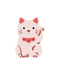 super cute Japan travel theme icons hand-drawn cultural trendy minimalist Japanese aesthetic illustration set new year traditional decoration celebration ornaments gifts white fortune cat     