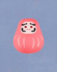 super cute Japan travel theme icons hand-drawn cultural trendy minimalist Japanese aesthetic illustration set new year traditional decoration celebration ornaments gifts foods lucky daruma doll      